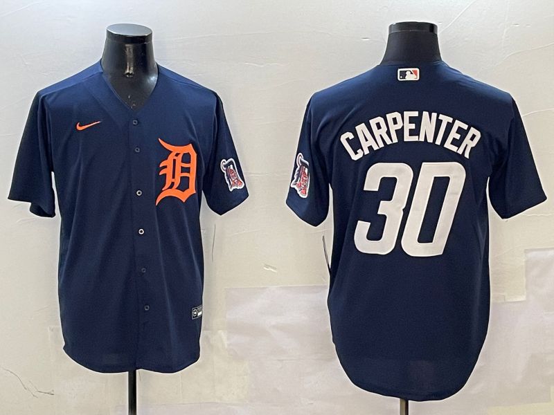 Men Detroit Tigers 30 Carpenter Drak Blue Game 2025 Nike MLB Jersey style 3115